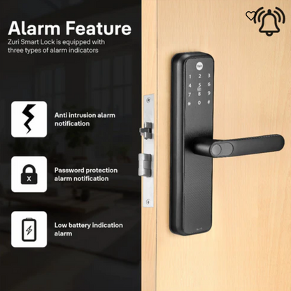 Yale Zuri S (Black) Smart Lock with 5 way unlocking (Fingerprint, PIN, RFID, Manual Key and Built-in Bluetooth to Access through Home App) Included Connect Wifi Bridge