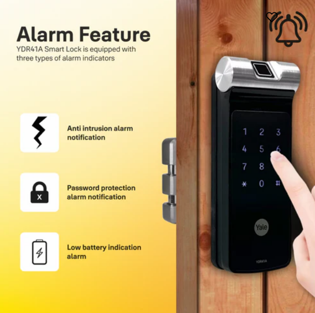 YDR 41A- Biometric Smart Lock suitable for Double Door and Sliding Door, vertical locking