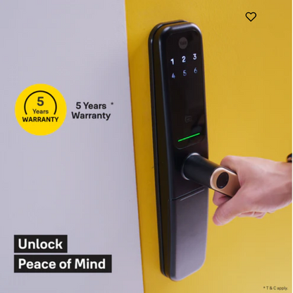 ByYou Mortise Smart Door Lock with 5 Way Unlocking Fingerprints, In-built Bluetooth, PIN Code, RFID Tag, Manual Key (Black/Gold)