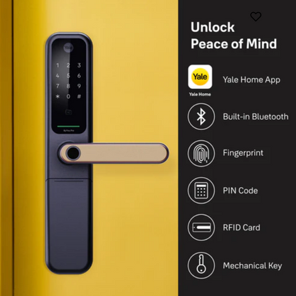 ByYou Mortise Smart Door Lock with 5 Way Unlocking Fingerprints, In-built Bluetooth, PIN Code, RFID Tag, Manual Key (Black/Gold)