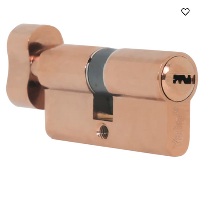 Yale Cylinder (70 MM TT PRG DK-S) with Inside Thumb turn, PVD Rose Gold ,Dimple Keys (5nos.)