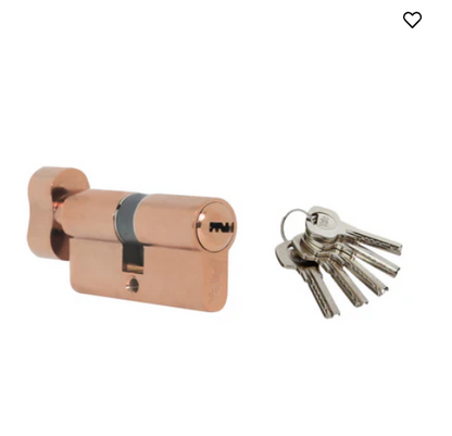 Yale Cylinder (70 MM TT PRG DK-S) with Inside Thumb turn, PVD Rose Gold ,Dimple Keys (5nos.)