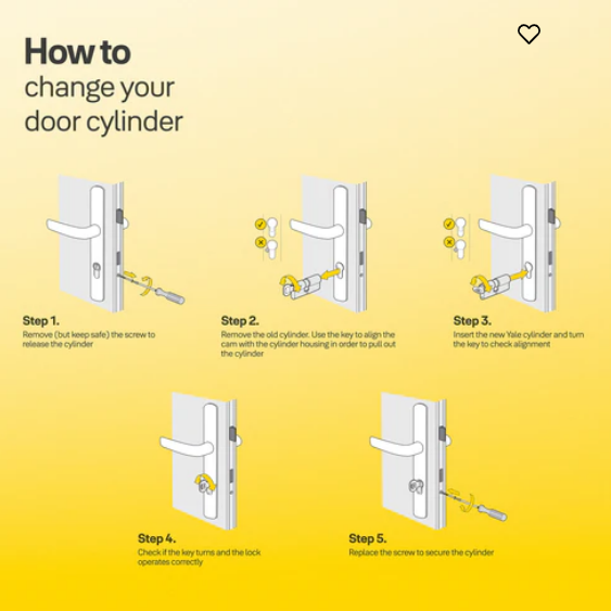 Yale Cylinder (70 MM TT SN DK-S) with Inside Thumb turn, Satin Nickel, Dimple Keys (5nos.)