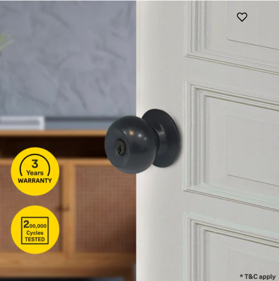 CA5122 US 19 Knobset 60/70mm Backset, Bathroom (without key) Black