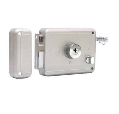 R600 DC, Main door rim lock, With both side keys, Regular Keys, Silver