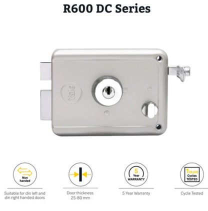 R600 DC, Main door rim lock, With both side keys, Regular Keys, Silver