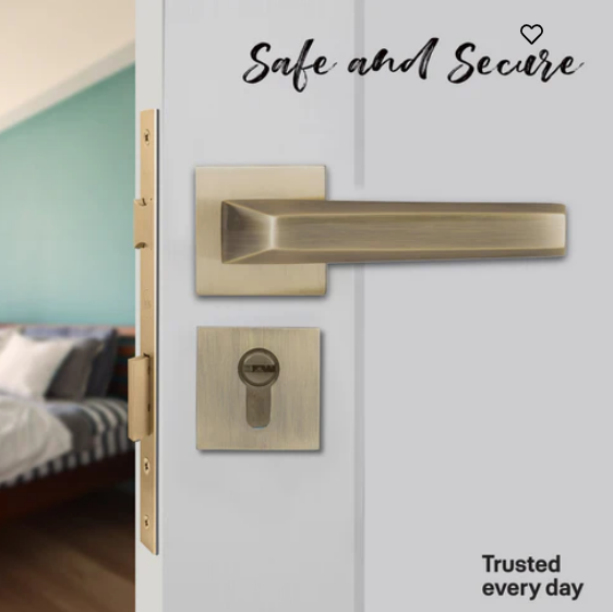 YPBL-804-Solid Brass Lever Handle, Antique Brass