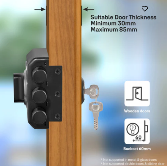 Yale Katros Rimlock KRT-3B-TT-BM/BN – Tribolt, 3 Deadbolts, Thumbturn, 4 Dimple Keys (Black Matt and Black Nickel)