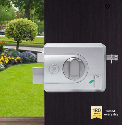 CBS-Cinco Stark Series Premium Rim Main Door Lock , Knob Inside, Silver