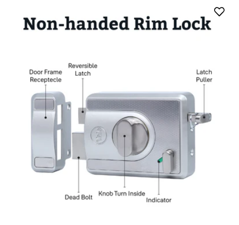 CBS-Cinco Stark Series Premium Rim Main Door Lock , Knob Inside, Silver