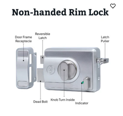 CBS-Cinco Stark Series Premium Rim Main Door Lock , Knob Inside, Silver