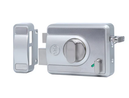 CBS-Cinco Stark Series Premium Rim Main Door Lock , Knob Inside, Silver