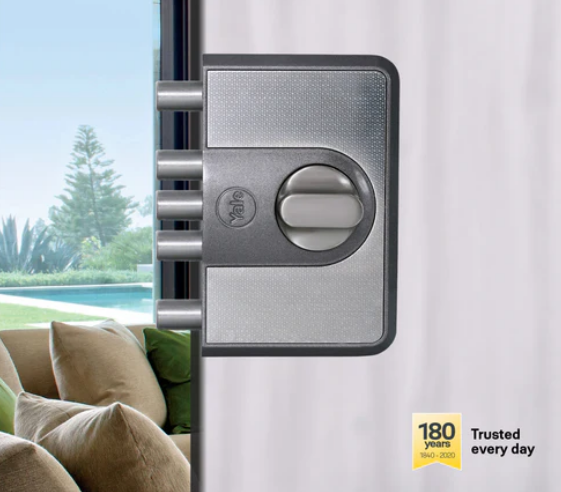 CBD-Cinco 500 Series 5 Dead Bolt Main Door RIM Lock, Knob Inside, Grey, With Dimple Keys