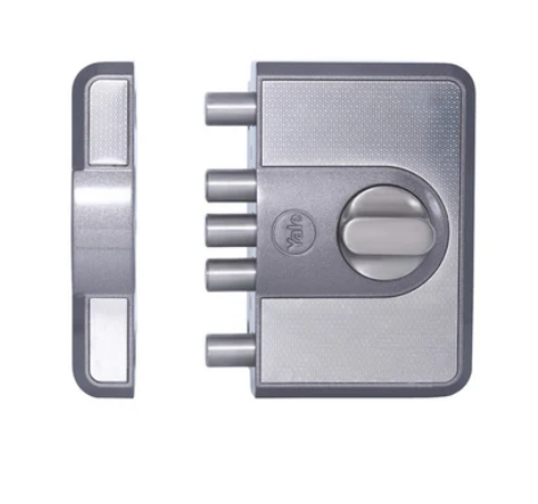 CBD-Cinco 500 Series 5 Dead Bolt Main Door RIM Lock, Knob Inside, Grey, With Dimple Keys