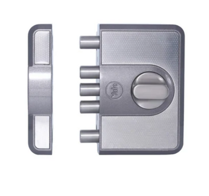 CBD-Cinco 500 Series 5 Dead Bolt Main Door RIM Lock, Knob Inside, Grey, With Dimple Keys