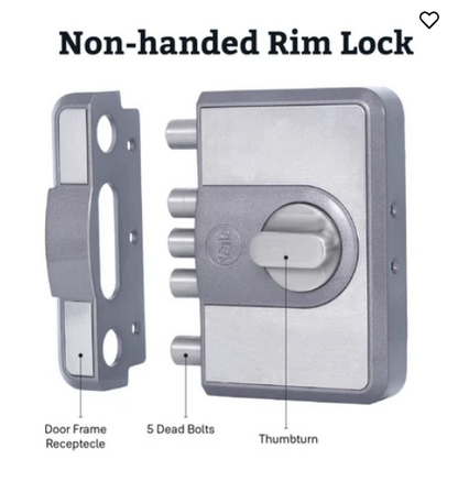 CBD-Cinco 500 Series 5 Dead Bolt Main Door RIM Lock, Knob Inside, Grey, With Dimple Keys
