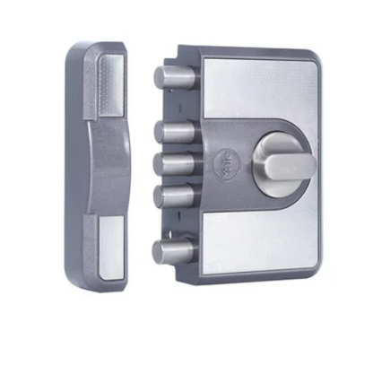CBD-Cinco 500 Series 5 Dead Bolt Main Door RIM Lock, Knob Inside, Grey, With Dimple Keys