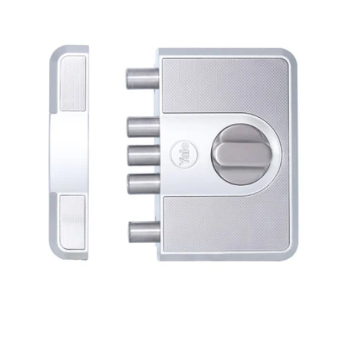 CBD-Cinco 500 Series 5 Dead Bolt Main Door RIM Lock, Knob Inside, Silver, With Dimple Keys