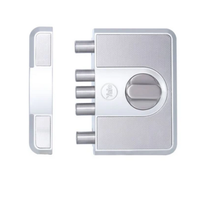CBD-Cinco 500 Series 5 Dead Bolt Main Door RIM Lock, Knob Inside, Silver, With Dimple Keys