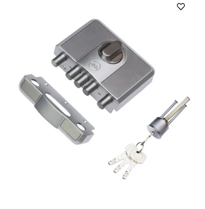CBD-Cinco 500 Series 5 Dead Bolt Main Door RIM Lock, Knob Inside, Silver, With Dimple Keys