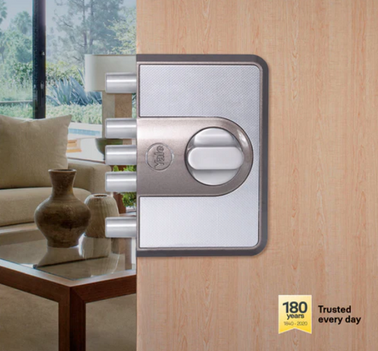 CBD-Cinco 500 Series 5 Dead Bolt Main Door RIM Lock, Knob Inside, Brown, With Dimple Keys