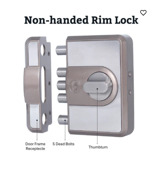 CBD-Cinco 500 Series 5 Dead Bolt Main Door RIM Lock, Knob Inside, Brown, With Dimple Keys