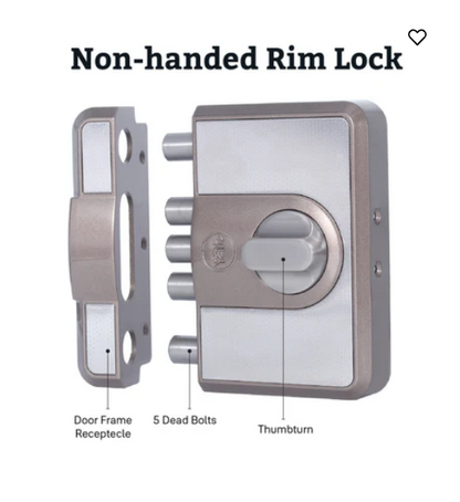 CBD-Cinco 500 Series 5 Dead Bolt Main Door RIM Lock, Knob Inside, Brown, With Dimple Keys
