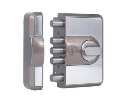 CBD-Cinco 500 Series 5 Dead Bolt Main Door RIM Lock, Knob Inside, Brown, With Dimple Keys