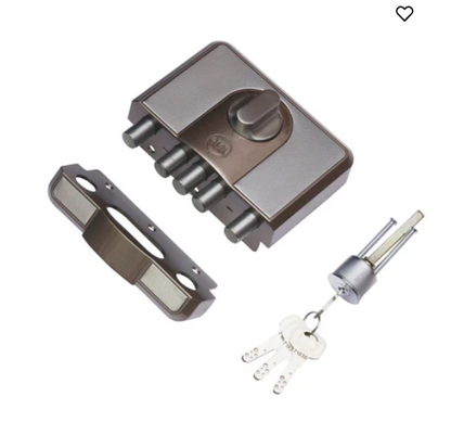 CBD-Cinco 500 Series 5 Dead Bolt Main Door RIM Lock, Knob Inside, Brown, With Dimple Keys