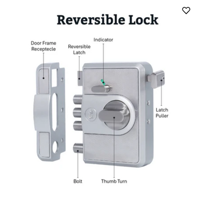 CBR-Cinco 500,Latch & DeadBolt Main Door Lock, Knob Inside, Silver