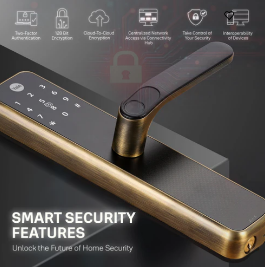 Yale Zuri S (Antique Bronze) Smart Lock with 5 way unlocking (Fingerprint, PIN, RFID, Manual Key) and Built-in Bluetooth (To Access through Home App)