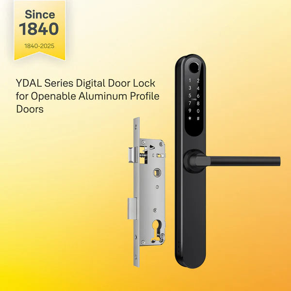Yale YDAL-SD-SL Aluminium Profile Doors & Windows Digital fingerprint Lock, Suitable for Sliding Door, Silver/Black