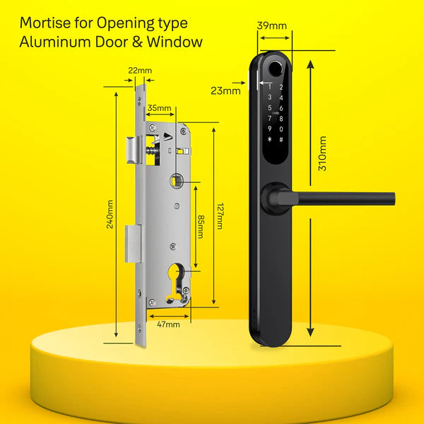 Yale YDAL-OD-BL Aluminium Profile Doors & Windows Digital Lock Suitable for Opening Door Black/Silver