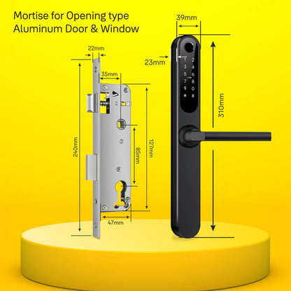 Yale YDAL-OD-BL Aluminium Profile Doors & Windows Digital Lock Suitable for Opening Door Black/Silver