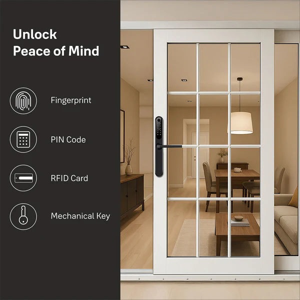Yale YDAL-SD-SL Aluminium Profile Doors & Windows Digital fingerprint Lock, Suitable for Sliding Door, Silver/Black
