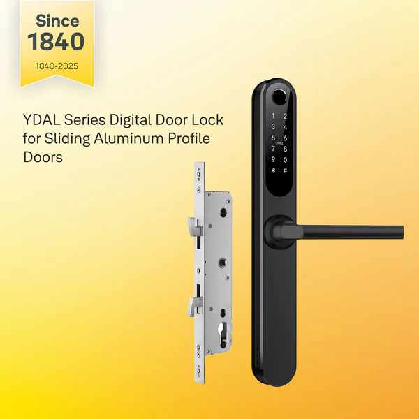 Yale YDAL-SD-SL Aluminium Profile Doors & Windows Digital fingerprint Lock, Suitable for Sliding Door, Silver/Black