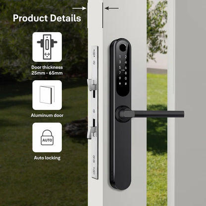 Yale YDAL-SD-SL Aluminium Profile Doors & Windows Digital fingerprint Lock, Suitable for Sliding Door, Silver/Black