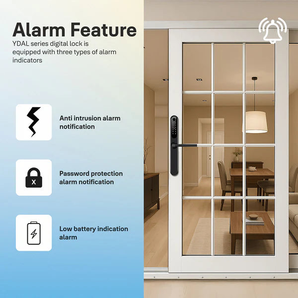 Yale YDAL-SD-SL Aluminium Profile Doors & Windows Digital fingerprint Lock, Suitable for Sliding Door, Silver/Black