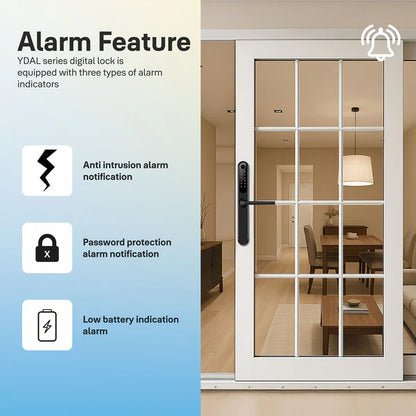 Yale YDAL-SD-SL Aluminium Profile Doors & Windows Digital fingerprint Lock, Suitable for Sliding Door, Silver/Black