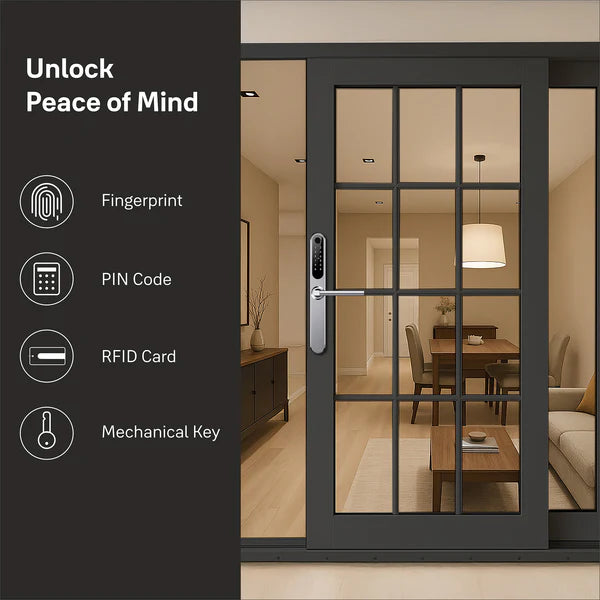 Yale YDAL-SD-SL Aluminium Profile Doors & Windows Digital fingerprint Lock, Suitable for Sliding Door, Silver/Black