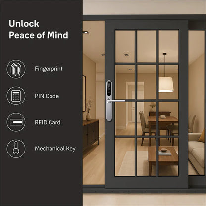 Yale YDAL-SD-SL Aluminium Profile Doors & Windows Digital fingerprint Lock, Suitable for Sliding Door, Silver/Black