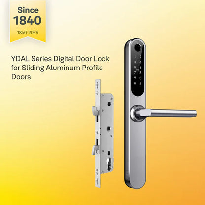 Yale YDAL-SD-SL Aluminium Profile Doors & Windows Digital fingerprint Lock, Suitable for Sliding Door, Silver/Black