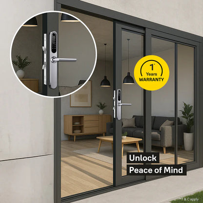 Yale YDAL-SD-SL Aluminium Profile Doors & Windows Digital fingerprint Lock, Suitable for Sliding Door, Silver/Black