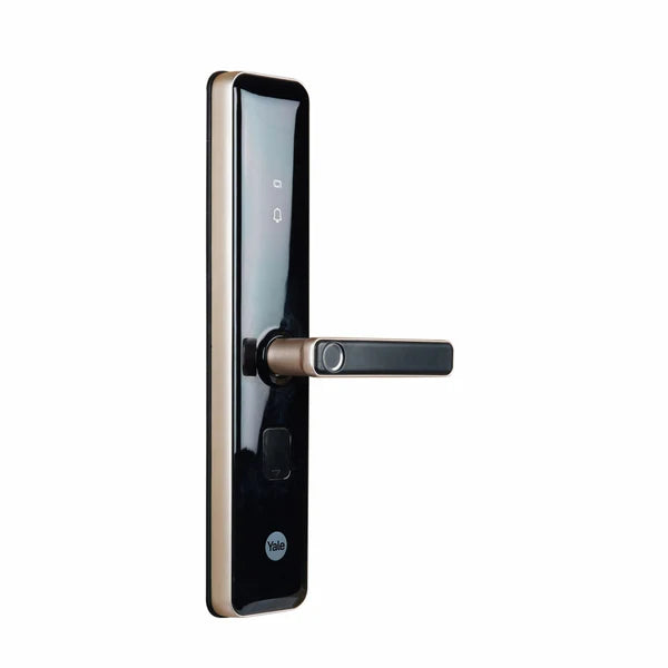 YDME 200 NxT Digital Door Lock with fingerprint, PIN, Manual Keys, RFID Card - Gold