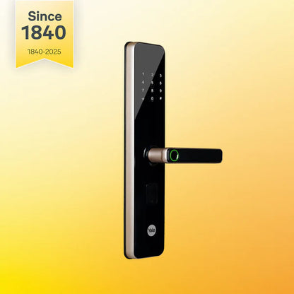 YDME 200 NxT Digital Door Lock with fingerprint, PIN, Manual Keys, RFID Card - Gold